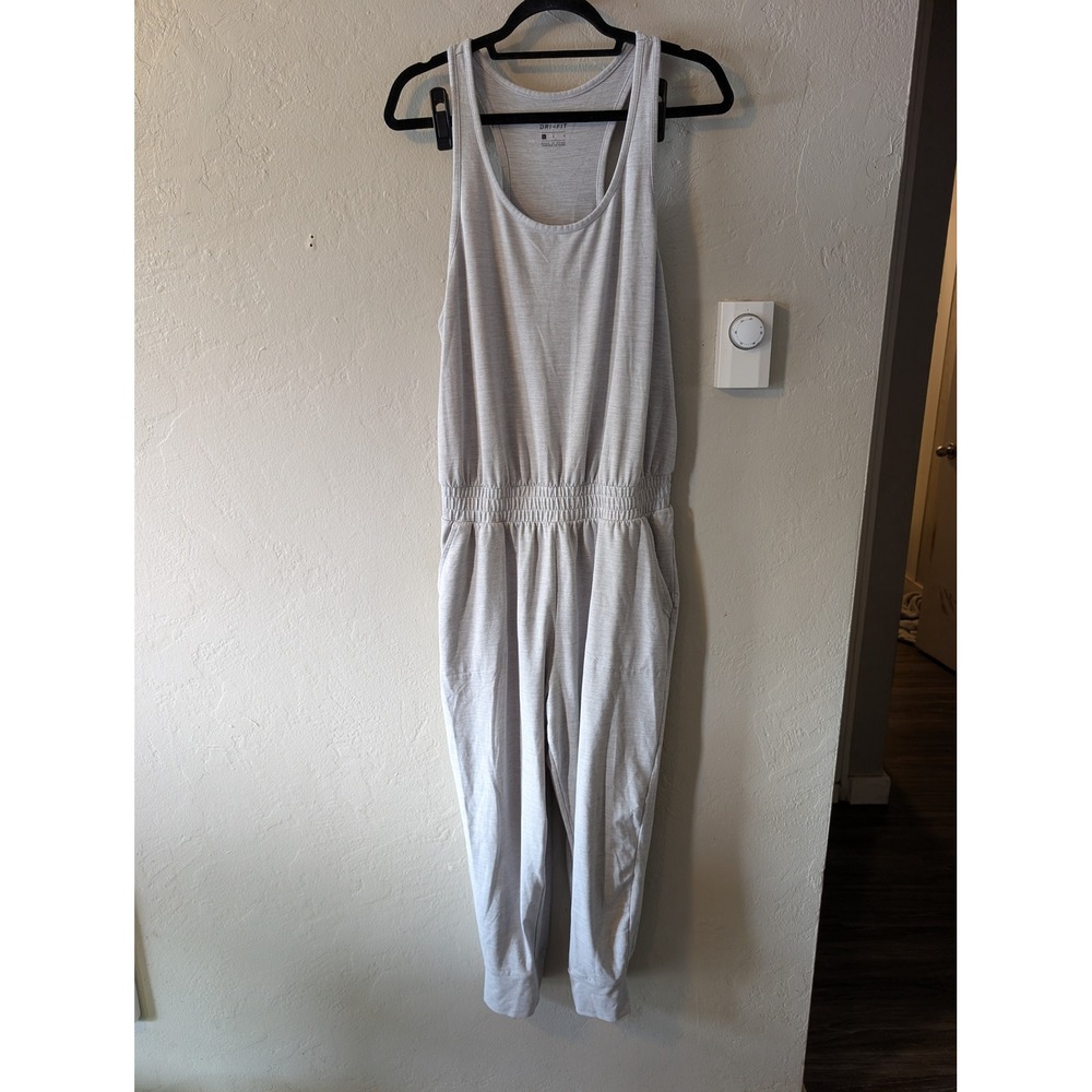 Nike Dri-FIT Women's Large Jumpsuit Gray Sleeveless Jogger Athleisure Pockets